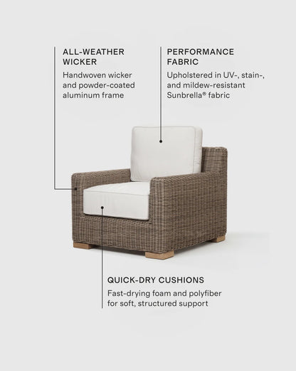 Classic All-Weather Wicker Outdoor Lounge Chair - One Size / Natural Weave