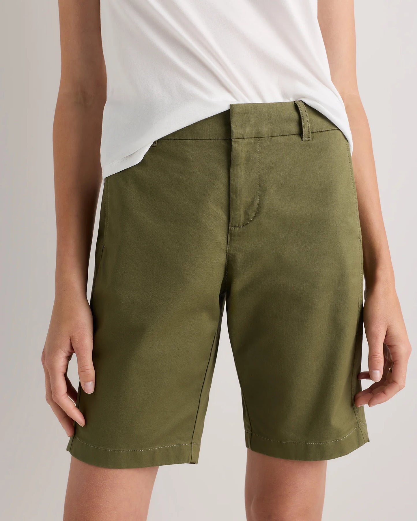 Organic Stretch Cotton Chino Bermuda Shorts - 0 / Bayberry Olive