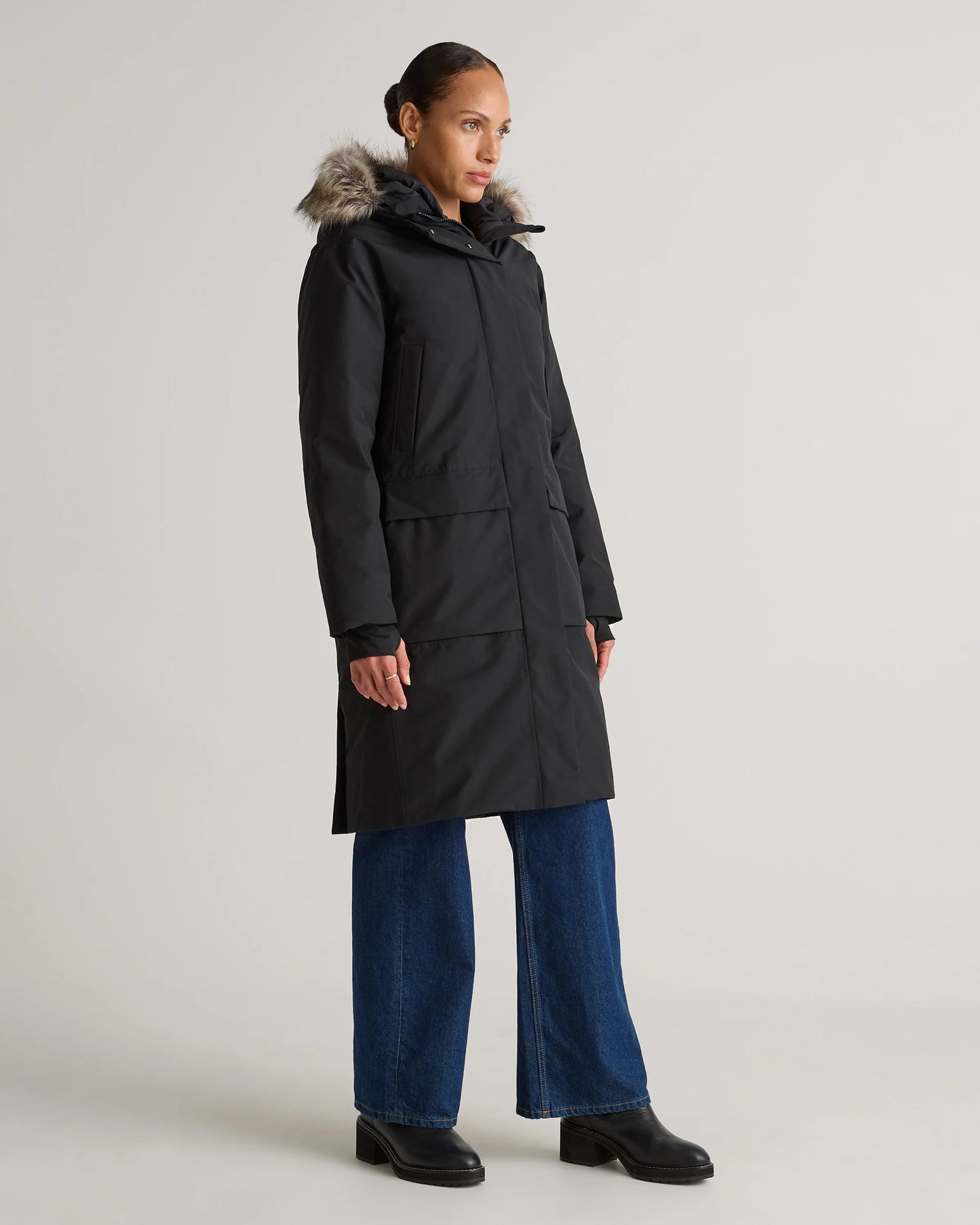 Responsible Down Hooded Long Parka - XS / Storm Blue