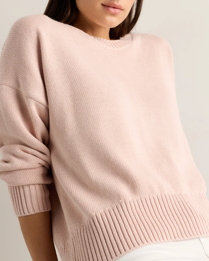 100% Organic Cotton Boyfriend Crew Sweater - XS / Speckled Beige