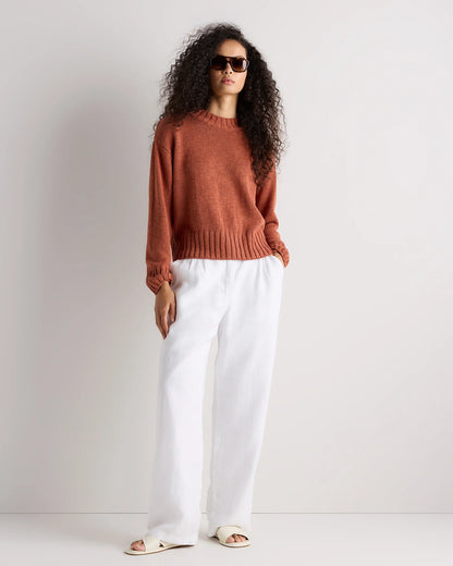 Cotton Linen Relaxed Crew Sweater - XS / Canyon Burnt Orange