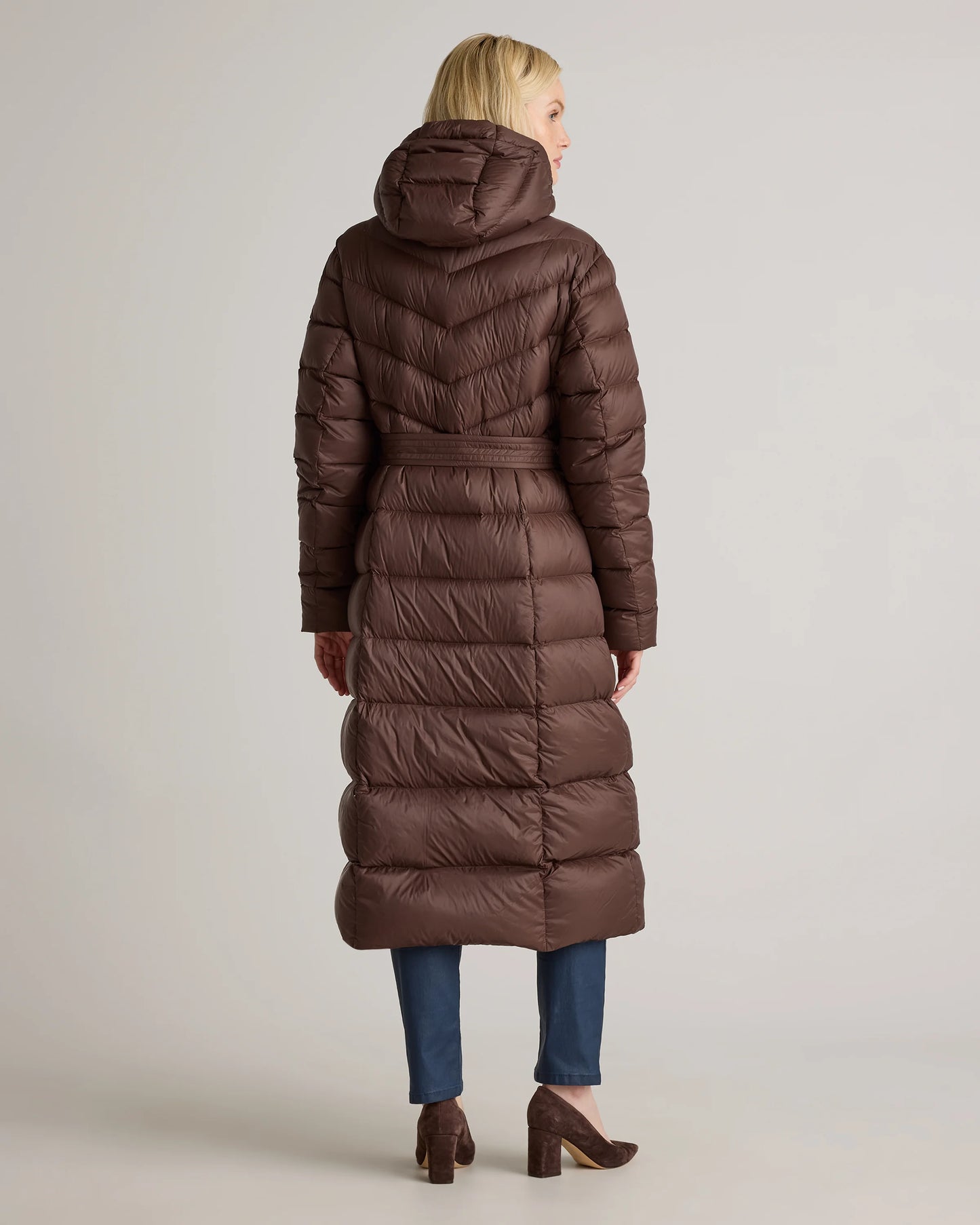 Responsible Down Belted Puffer Maxi Coat - XS / Morel Grey