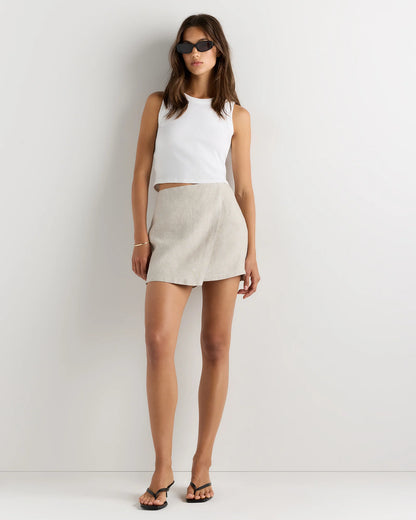 100% European Linen Skort - XS / Classic Mini Gingham