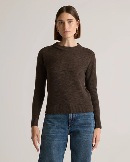 Baby Alpaca-Wool Diamond Stitch Crew - XS / Charcoal