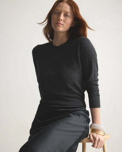 Lightweight Cotton Cashmere Crew Sweater - XS / Mountain Spring Blue