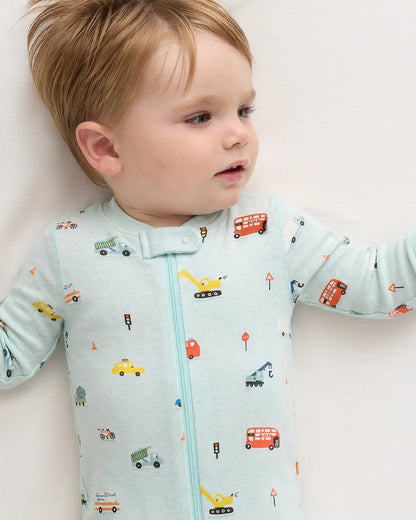 100% Organic Cotton Footie Pajama - 0-3M / Vehicles