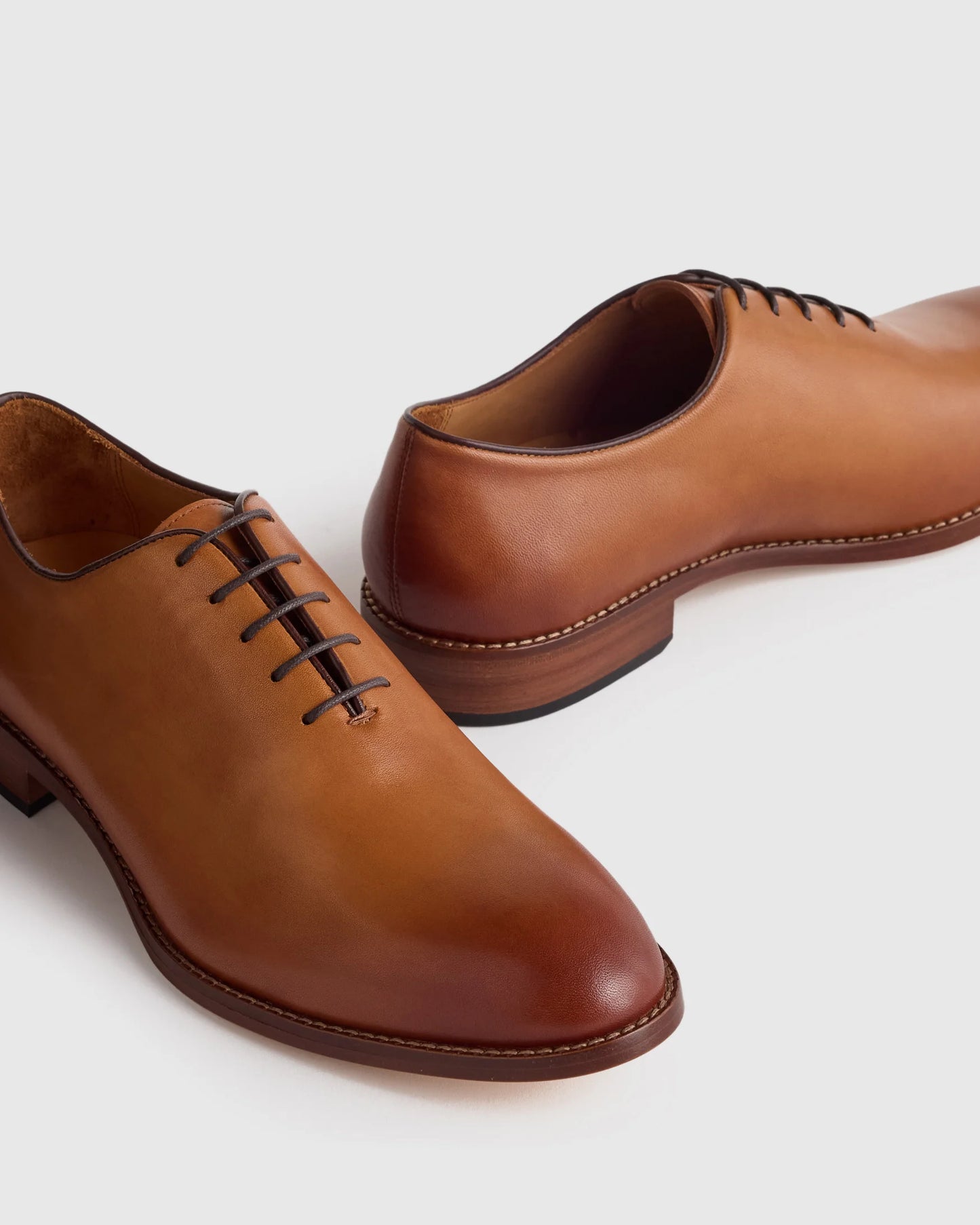 Calfskin Leather Plain Toe Oxford - 7 / Black