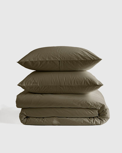 Organic Brushed Cotton Duvet Cover Set - Twin / Toffee
