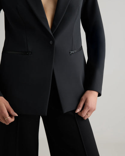 Scuba Single-Breasted Convertible Blazer - XS / True Black