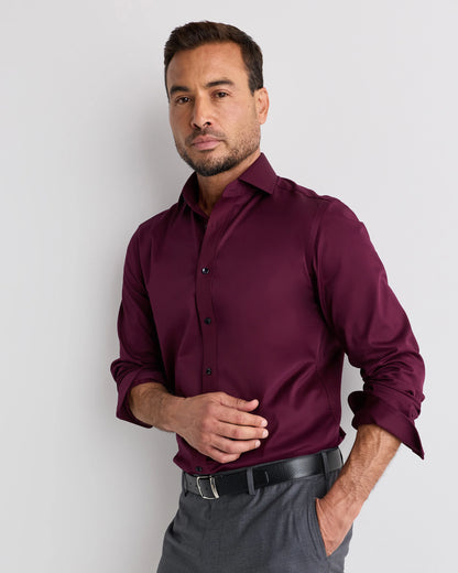 Organic Cotton Stretch Twill Dress Shirt - S / Grey Stripe