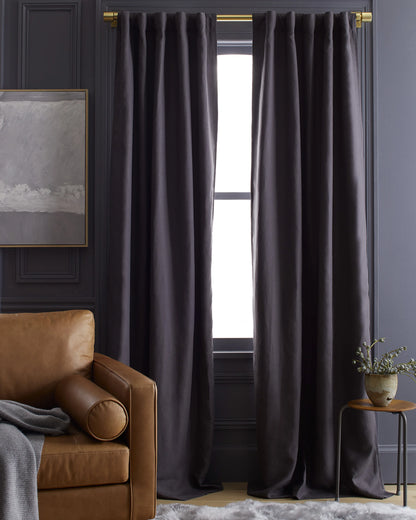 European Linen Room Darkening Curtain - Single Panel - 48x84 / White