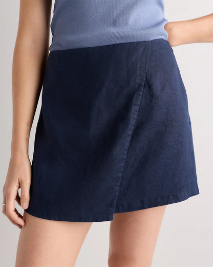 100% European Linen Skort - XS / Classic Mini Gingham