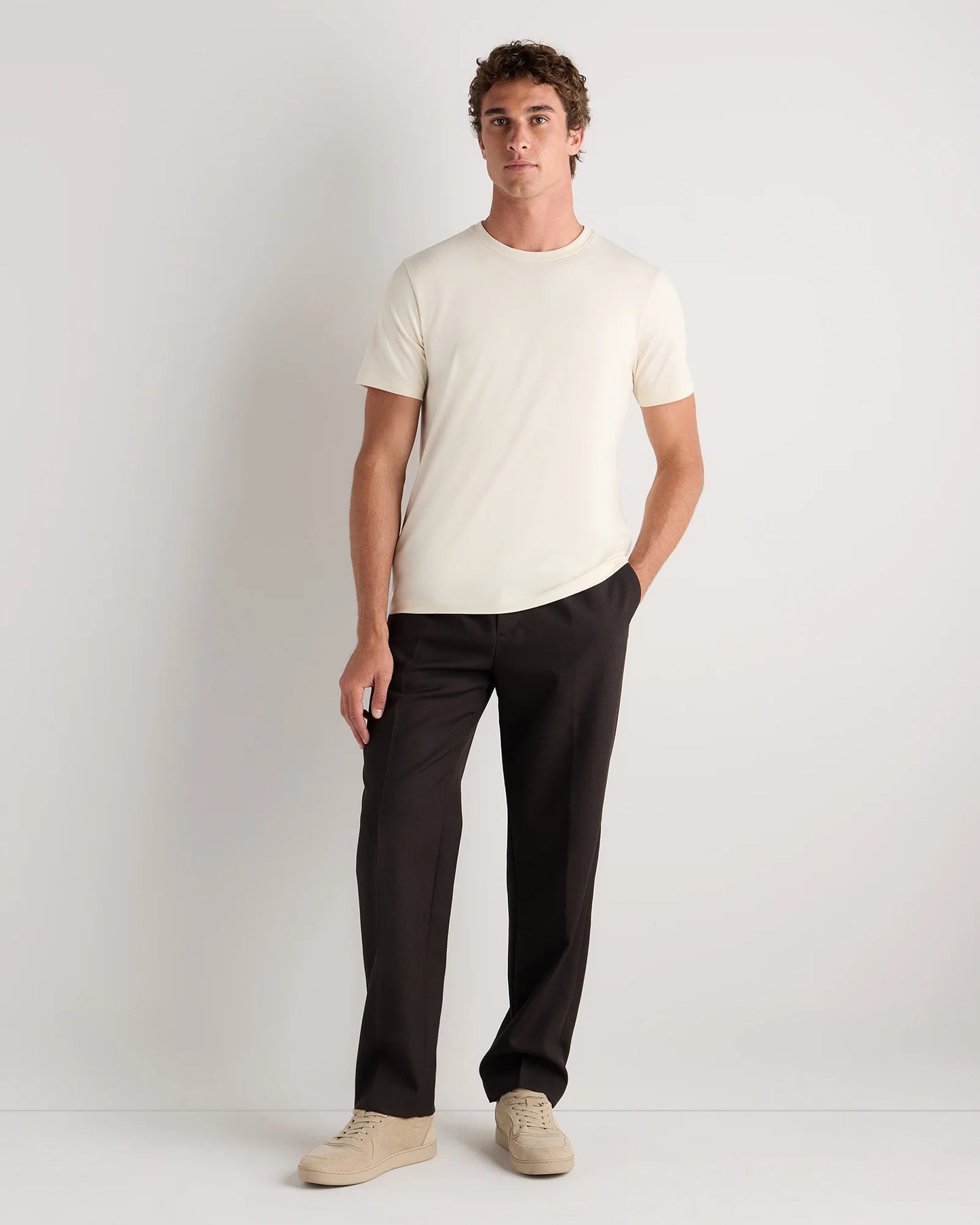 100% Pima Cotton Luxe Touch Tee - XS / Porcelain