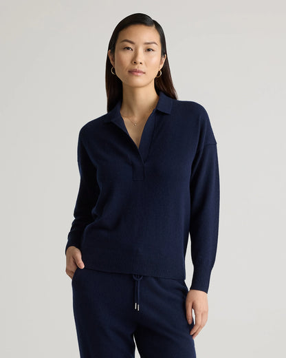 Mongolian Cashmere Polo Sweater - XS / Pale Custard Yellow