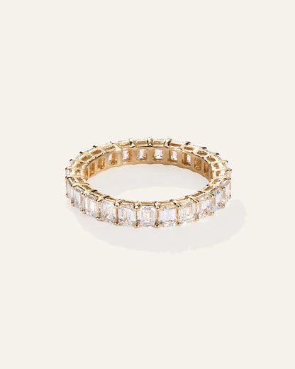 Lab Grown Diamond Emerald Eternity Band - 5 / Yellow Gold