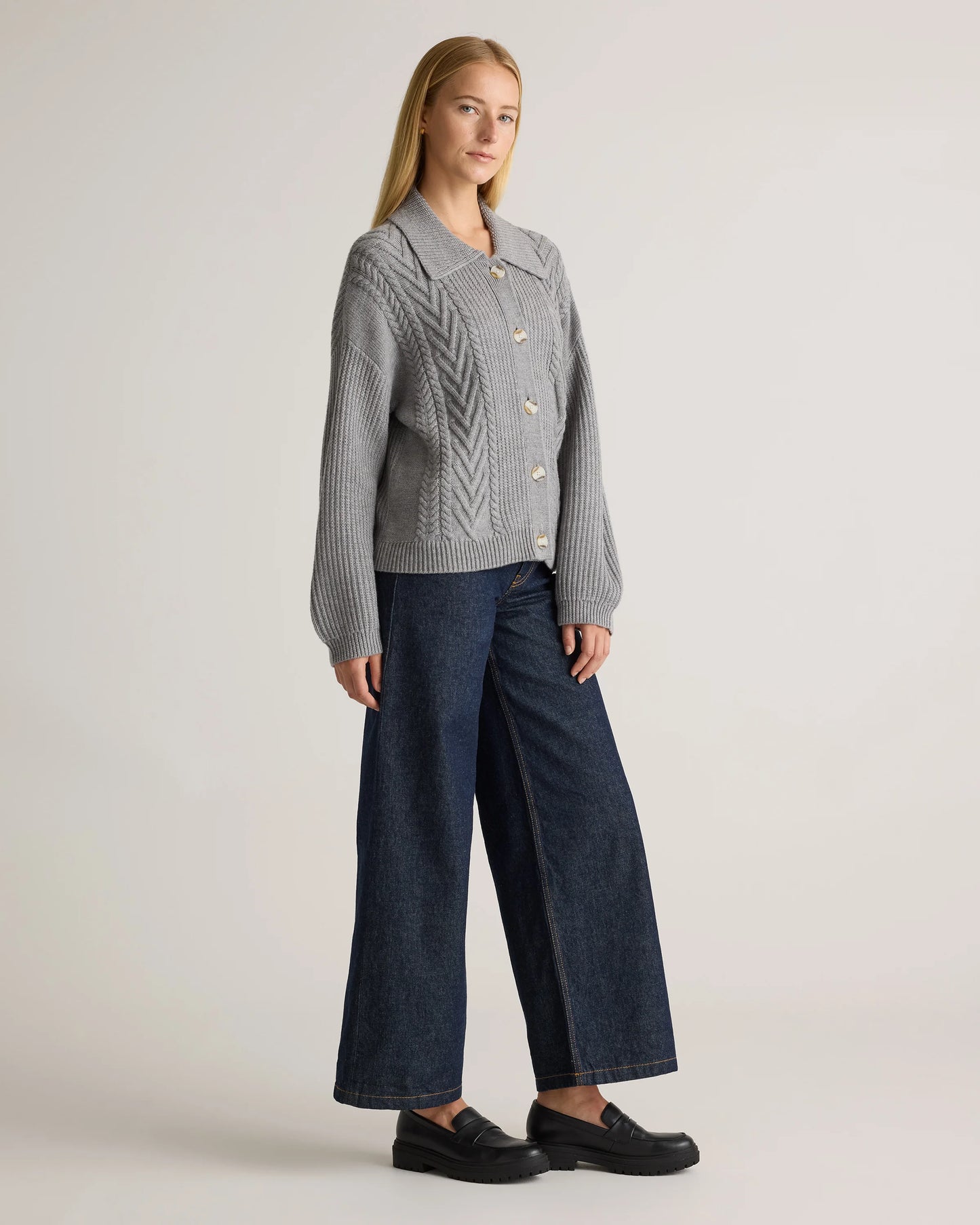 Australian Merino Wool Collared Cable Cardigan - XS / Coffee Bean Brown