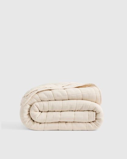 Organic Cotton Gauze Box Quilt - Twin / Mineral