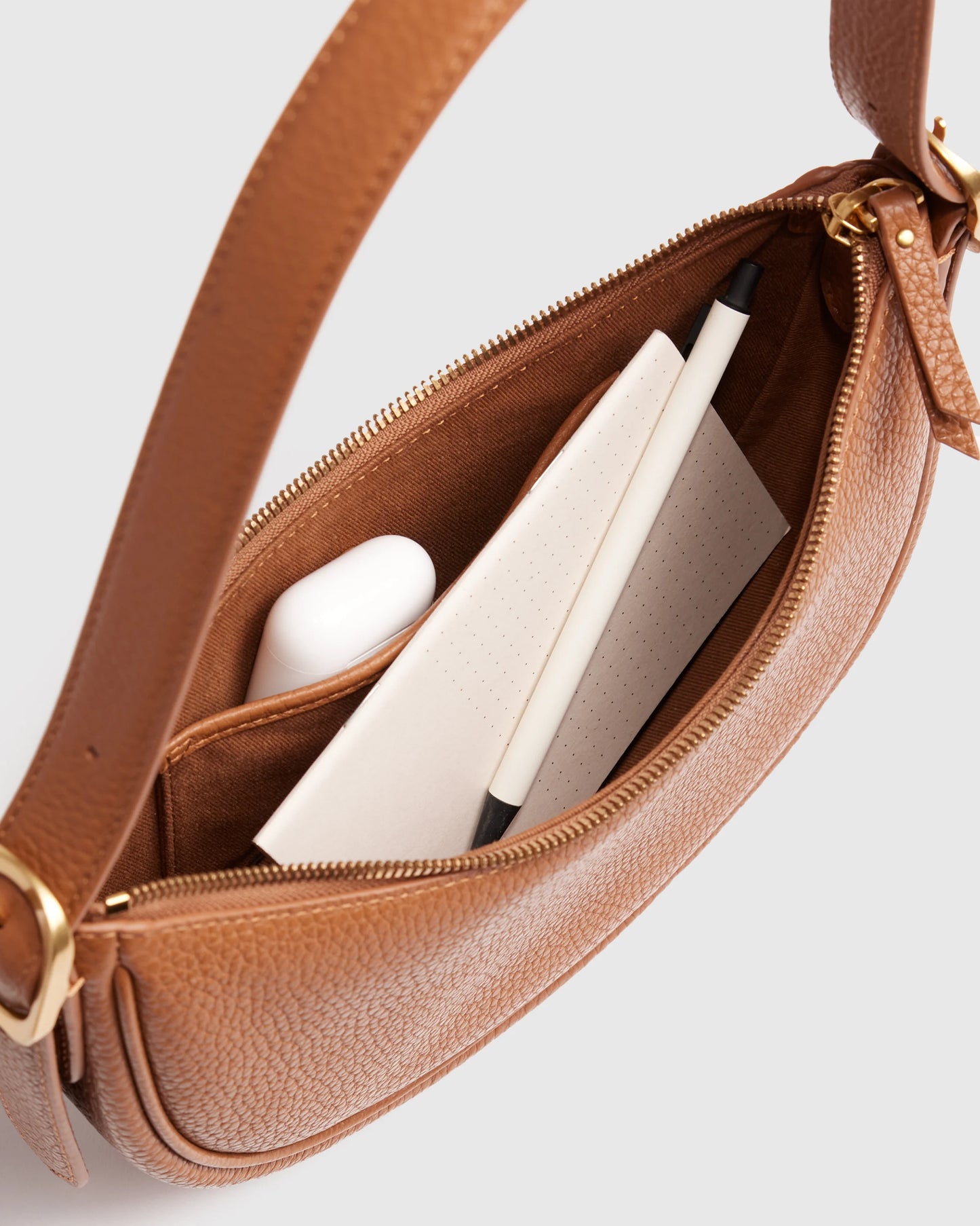 Italian Leather Mini Crescent Shoulder Bag - One Size / Espresso Brown