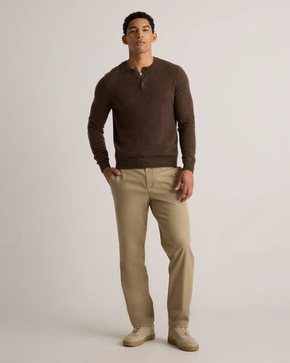 Mongolian Cashmere Henley Sweater - S / Brown