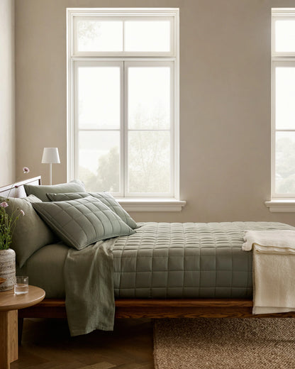 Bamboo Box Quilt Set - Twin / Sage
