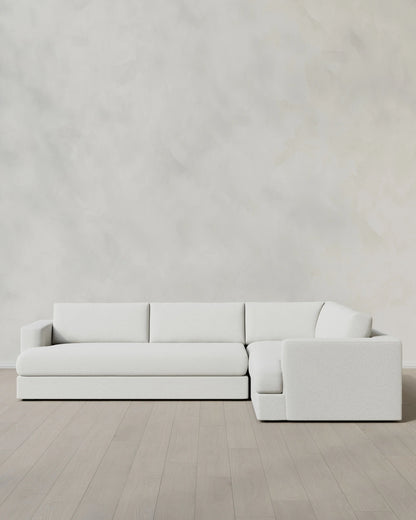 Sierra Curved Arm L Sectional in Performance Basketweave - Right Arm / Fog