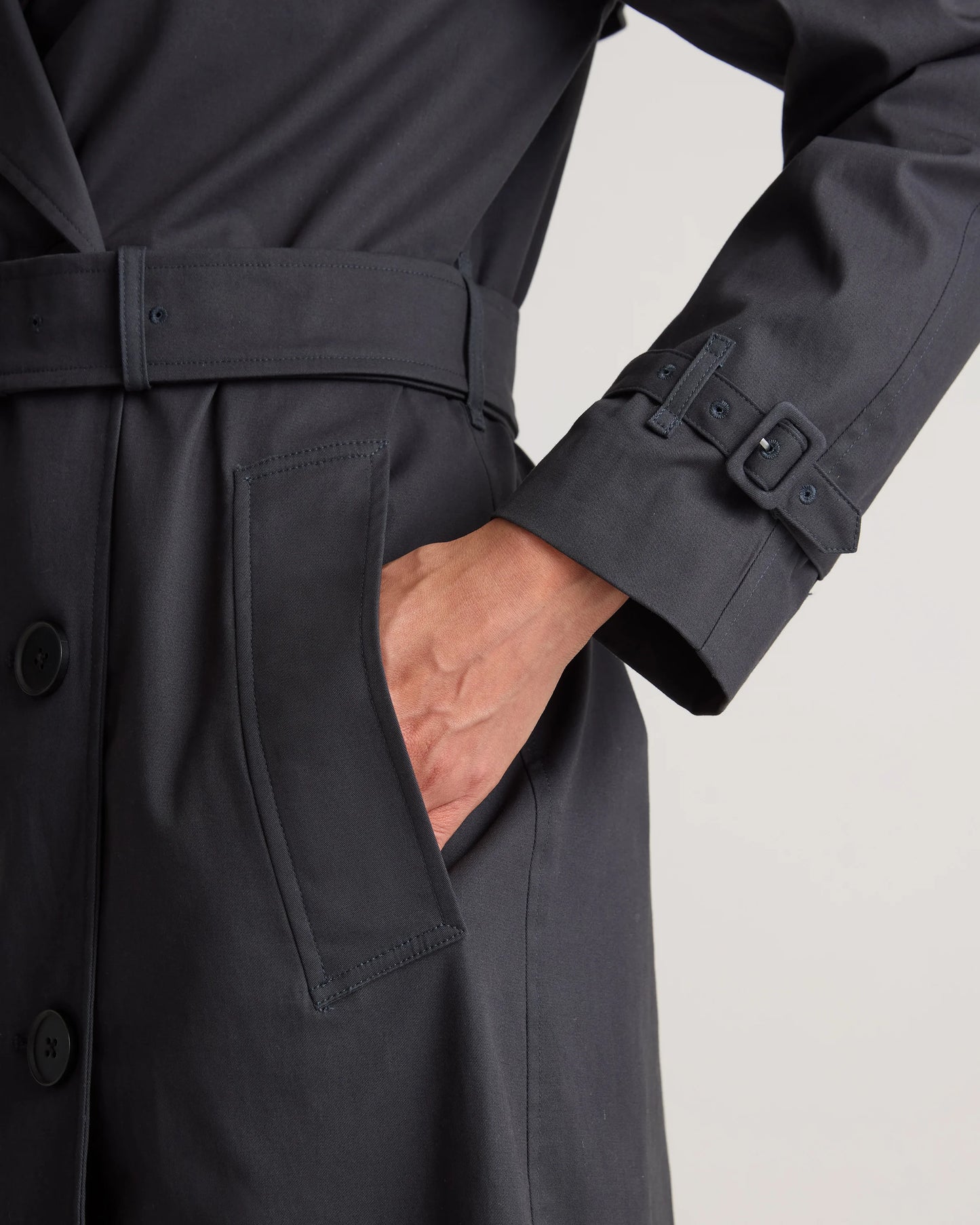 Comfort Stretch Long Trench Coat - XS / Dark Khaki