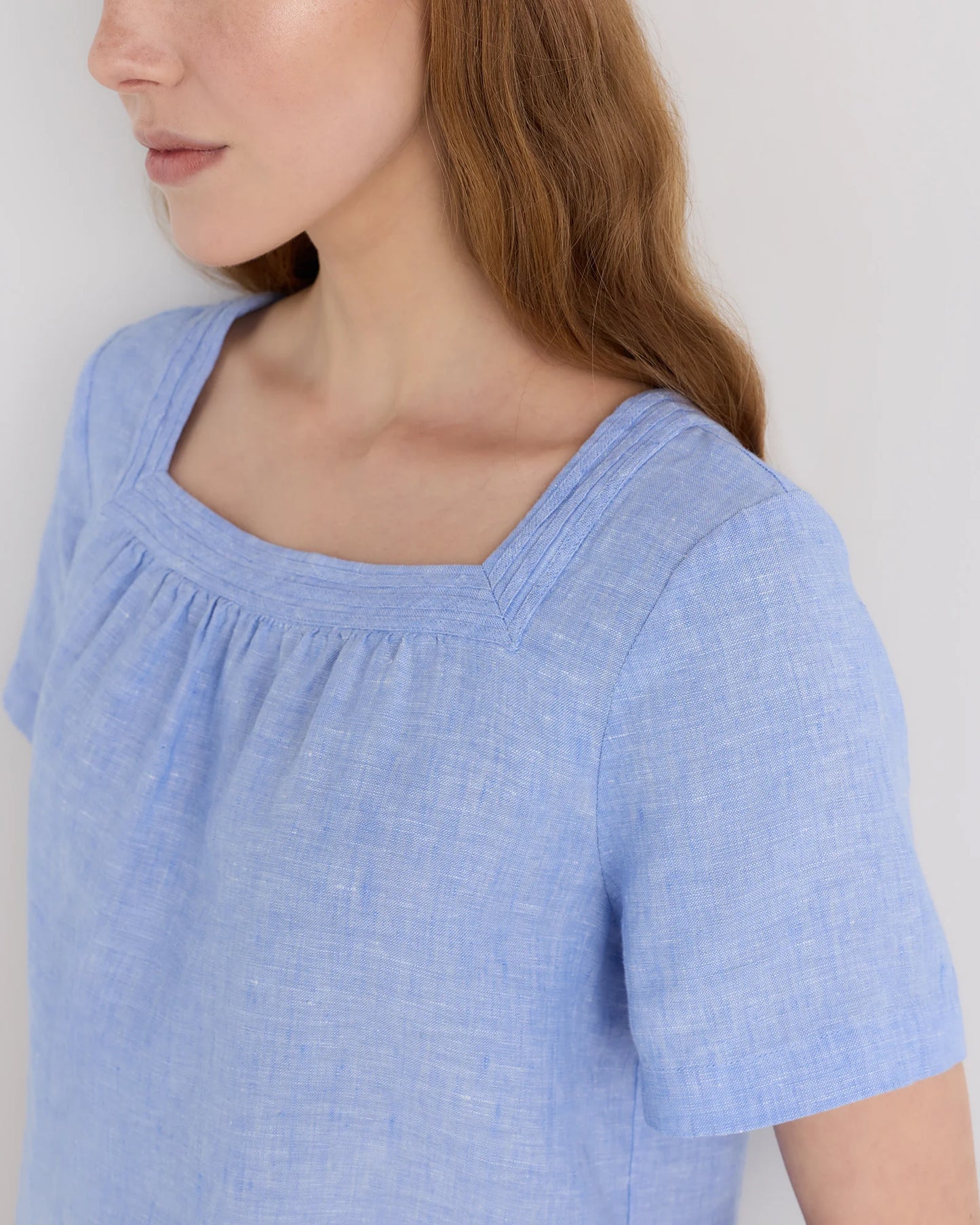 100% European Linen Square Neck Swing Top - XS / Black