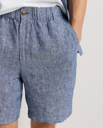 100% European Linen Shorts - 7" - S / Black