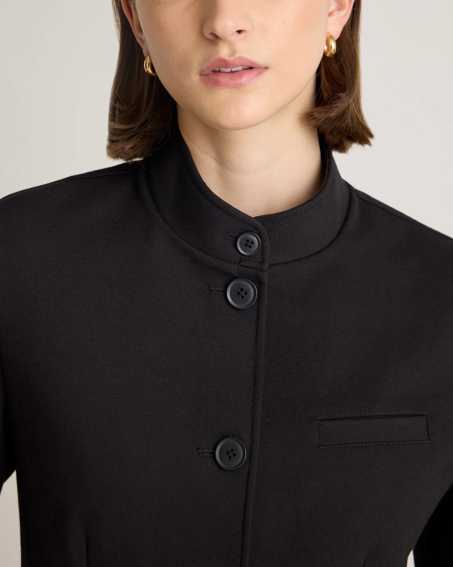 Ultra-Stretch Ponte Stand Collar Blazer - XS / Navy
