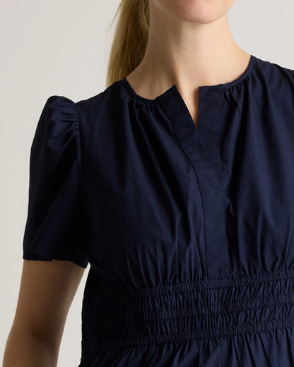 100% Organic Cotton Poplin Maternity Tiered Maxi Dress - XS / Riviera Blue Heirloom Floral