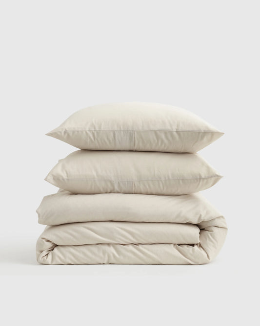 Mongolian Cashmere Cotton Duvet Cover Set - Twin / Natural