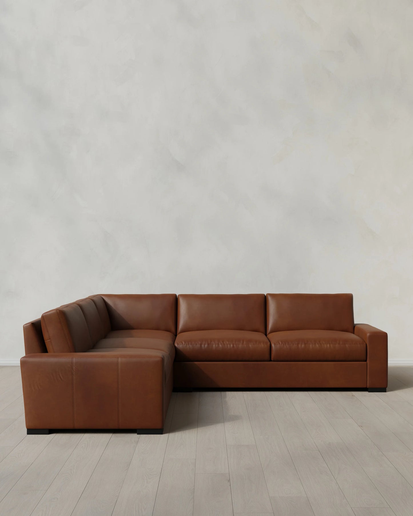 Stillman L Sectional in Leather - 116x116 / Auburn