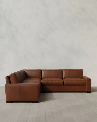 Stillman L Sectional in Leather - 116x116 / Auburn