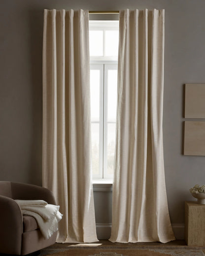Textured Cotton True Blackout Curtain - 48x84 / White