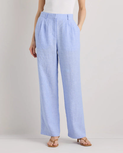 100% European Linen Pleated Trouser - 0 / Bayberry Olive