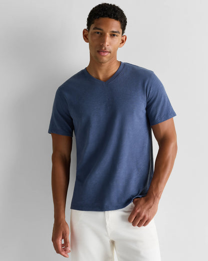100% Organic Cotton Slub V-Neck Tee - S / Heather Grey
