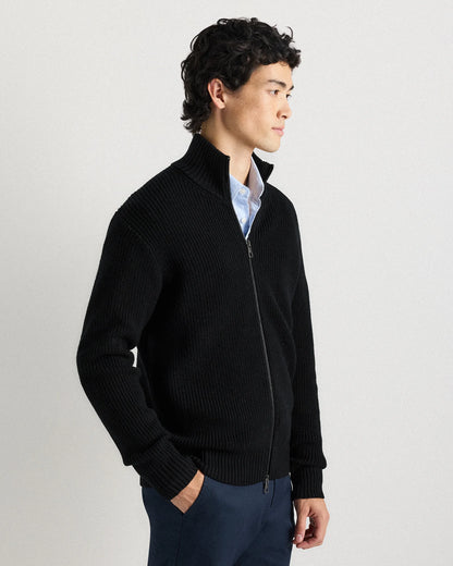 Australian Merino Wool Full Zip Sweater - S / Heather Bone