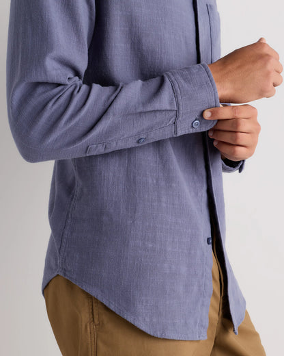Organic Cotton Stretch Selvage Shirt - S / Mini Blue Stripe