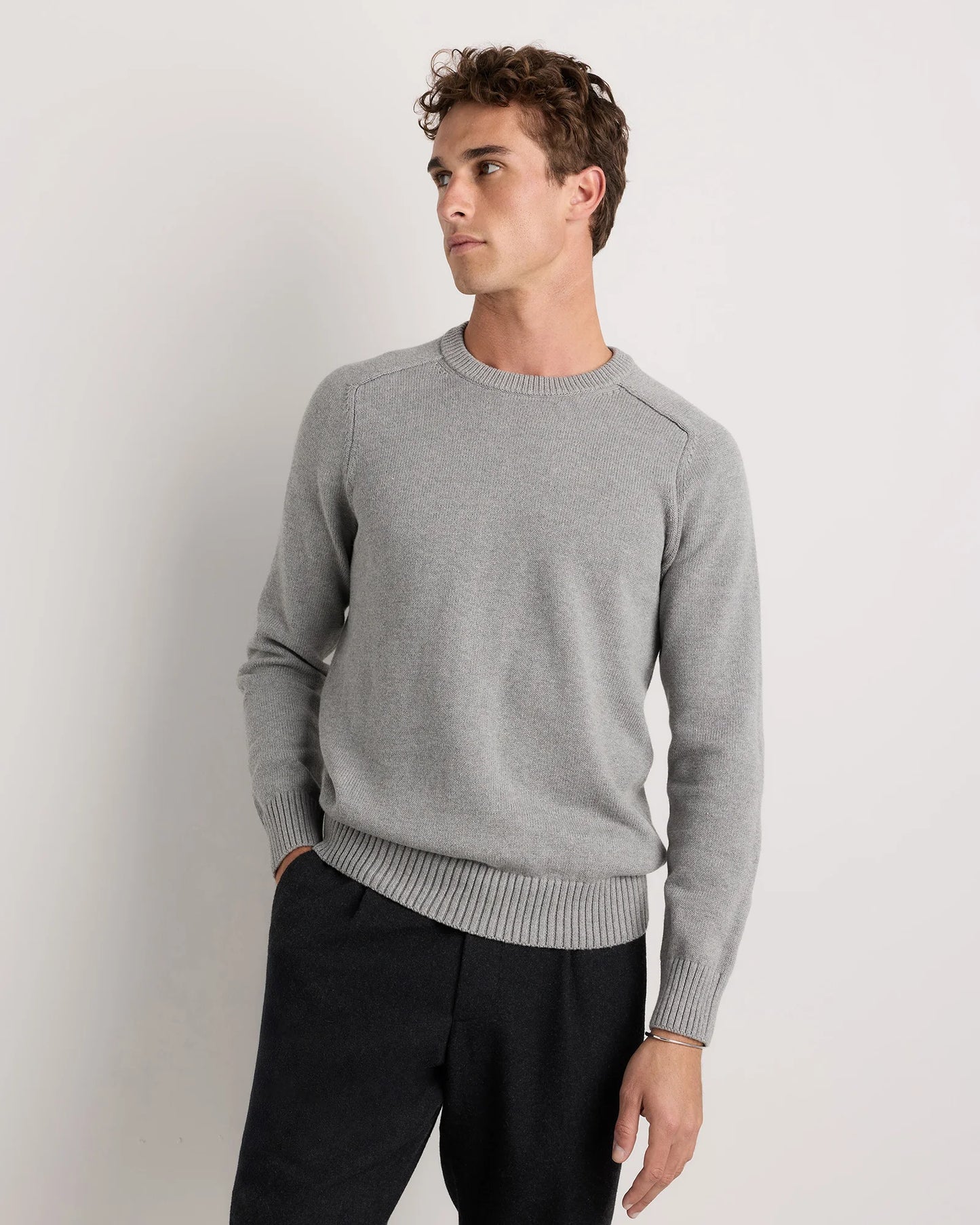 100% Organic Cotton Crewneck Sweater - S / Speckled Beige