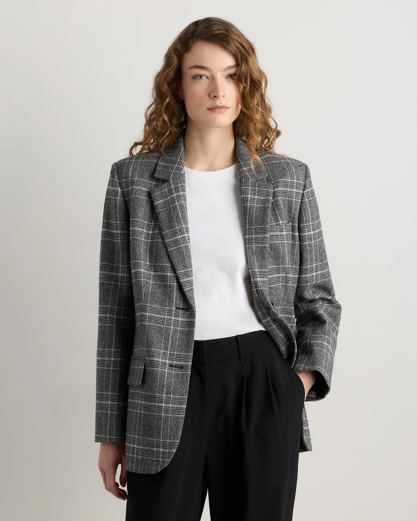 Italian Wool Oversized Blazer - XS / Textured Brown
