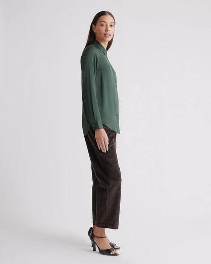 Washable Stretch Silk Blouse - XS / Moonstone Blue