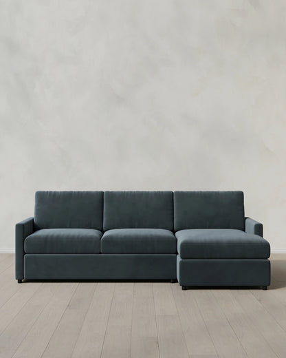 Brennan Chaise Sectional in Performance Velvet - Right Arm / Pine