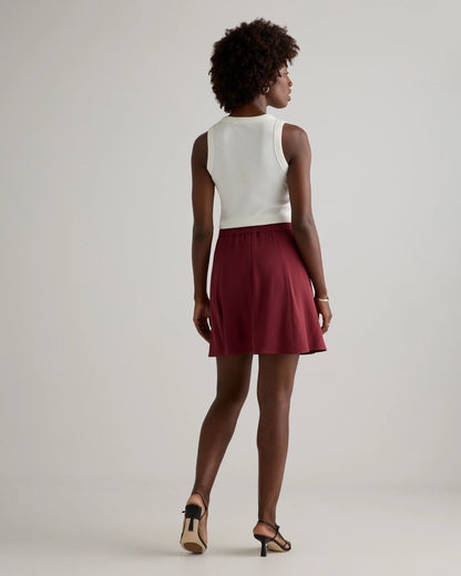 Lightweight Crepe A-Line Mini Skirt - XS / Moonstone Blue