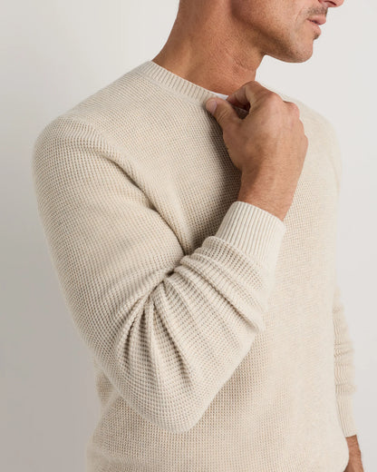 Organic Cotton Cashmere Waffle Crewneck Sweater - S / Bayberry Olive