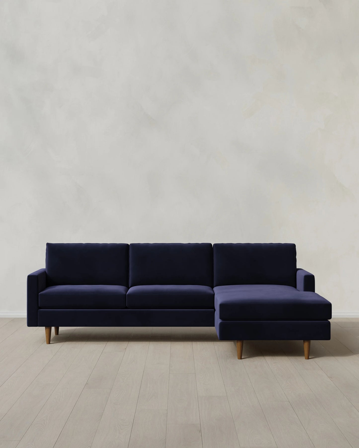 Atlas Midcentury Chaise Sectional in Performance Velvet - 106" Right Arm / Pine