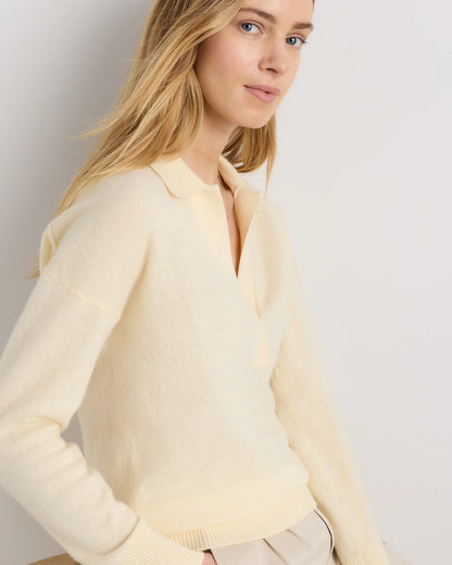 Mongolian Cashmere Polo Sweater - XS / Pale Custard Yellow