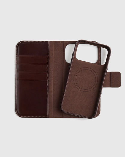 Italian Leather Phone 2-in-1 Folio Case - 17 Pro / Black