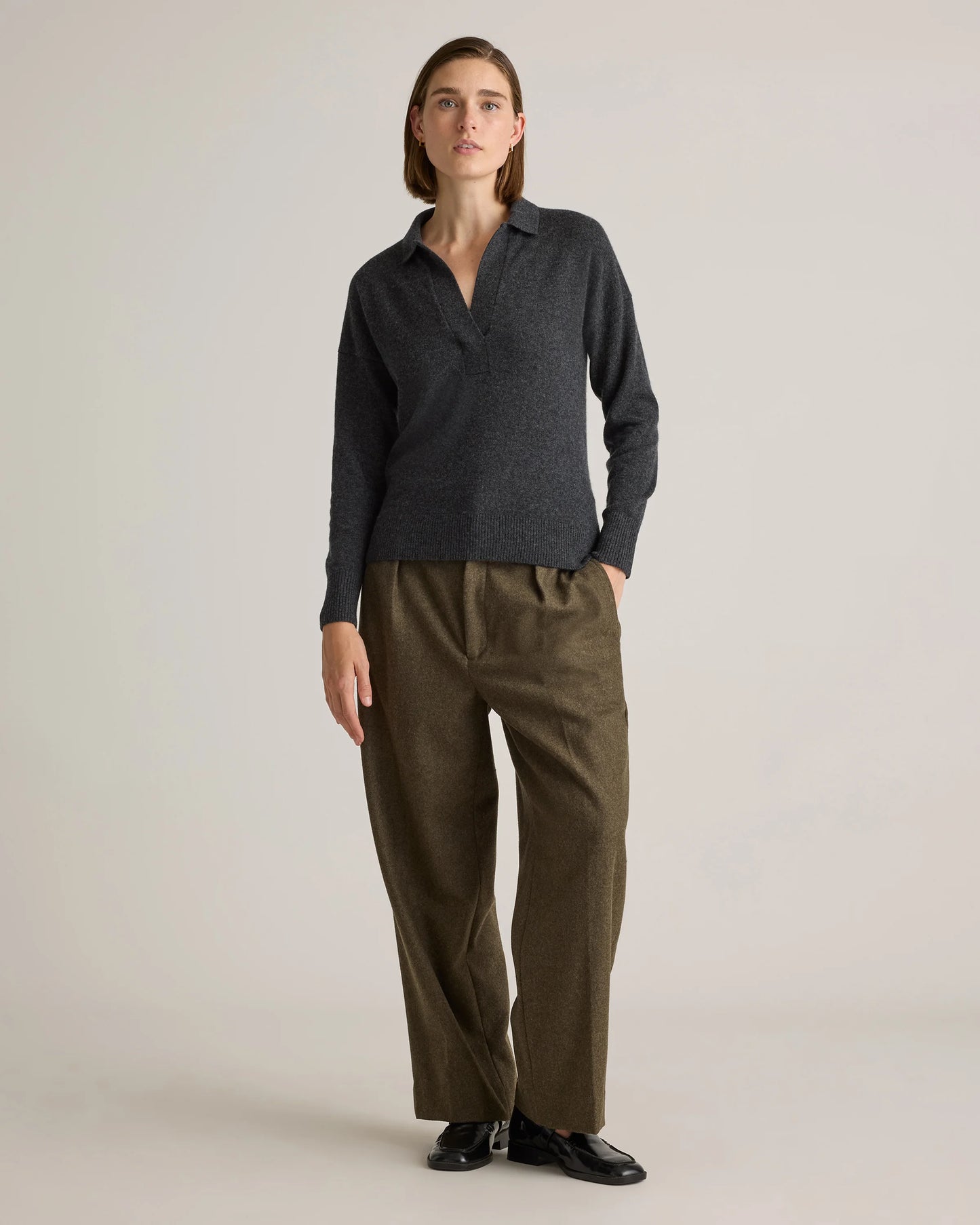 Mongolian Cashmere Polo Sweater - XS / Pale Custard Yellow