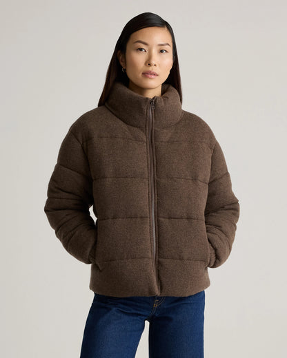 Mongolian Cashmere Puffer Jacket - XS / Brown