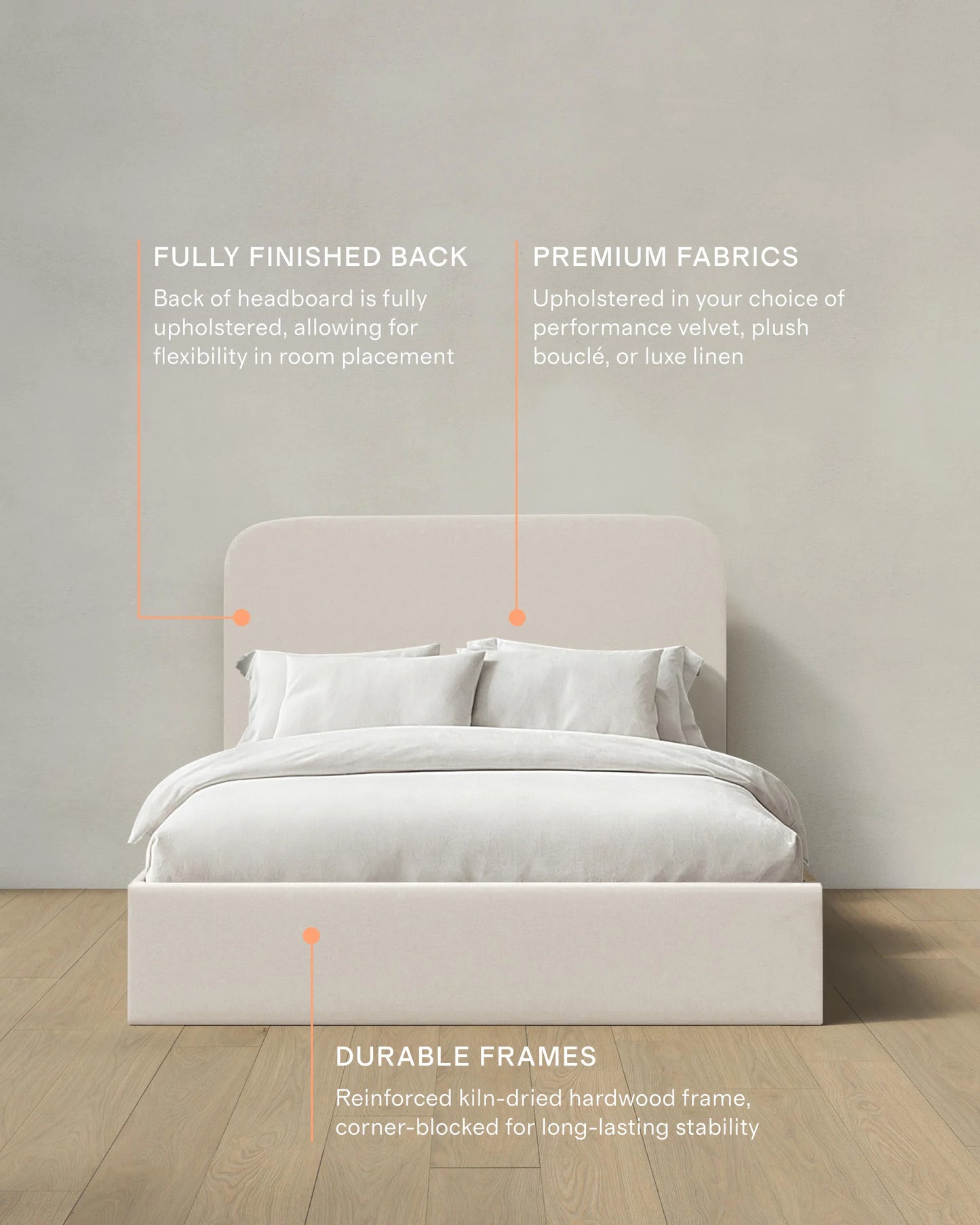Curved Bed in Performance Linen - Full / Ivory